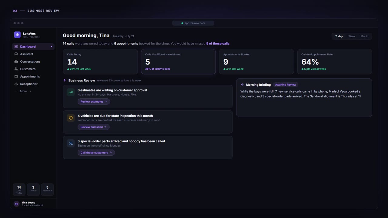 Business Review - LokaVox demo screen