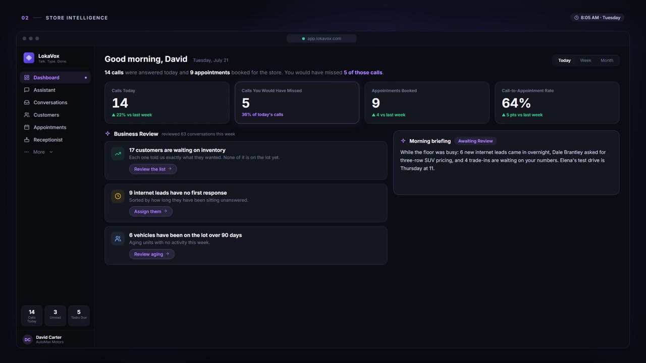 Store Intelligence - LokaVox demo screen