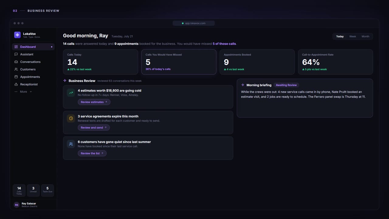 Business Review - LokaVox demo screen