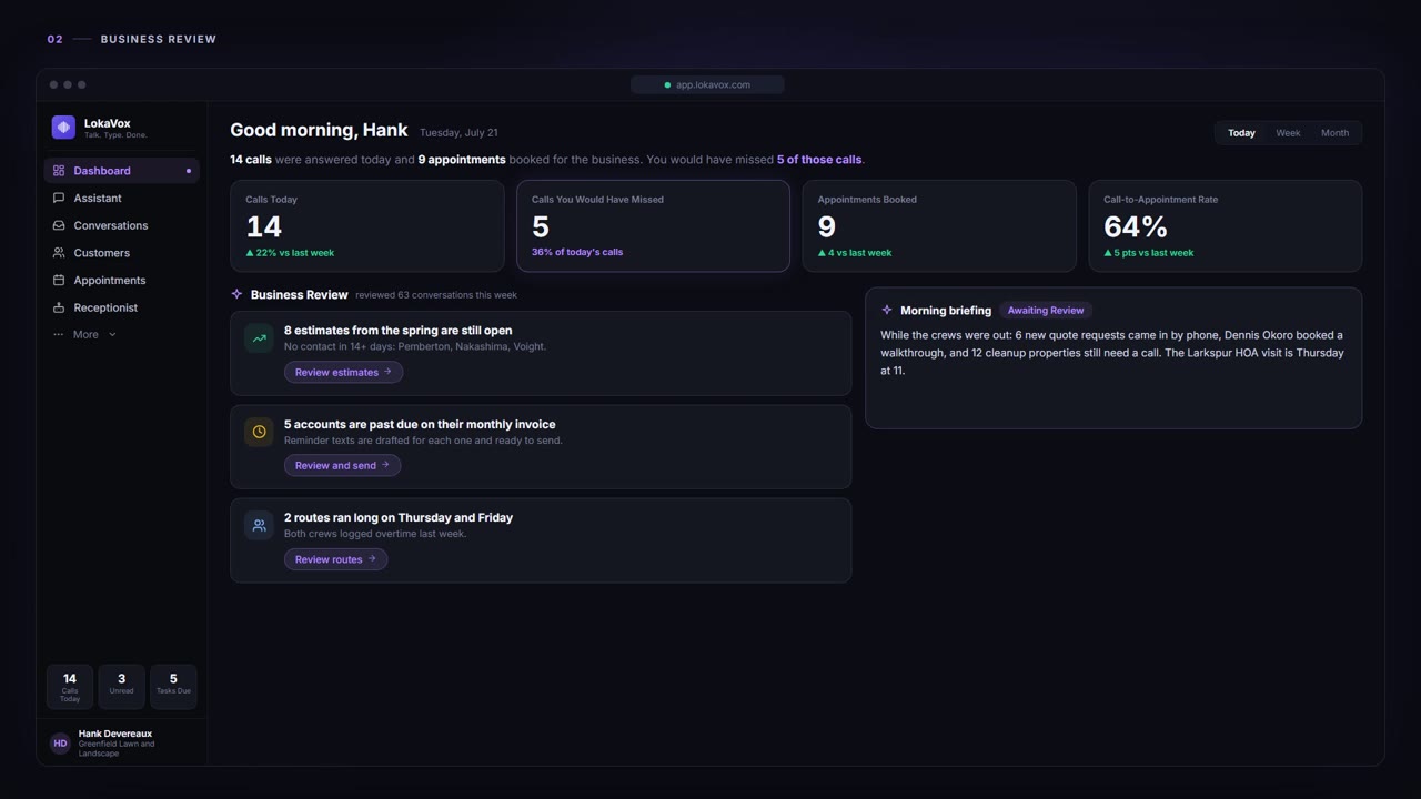 Business Review - LokaVox demo screen