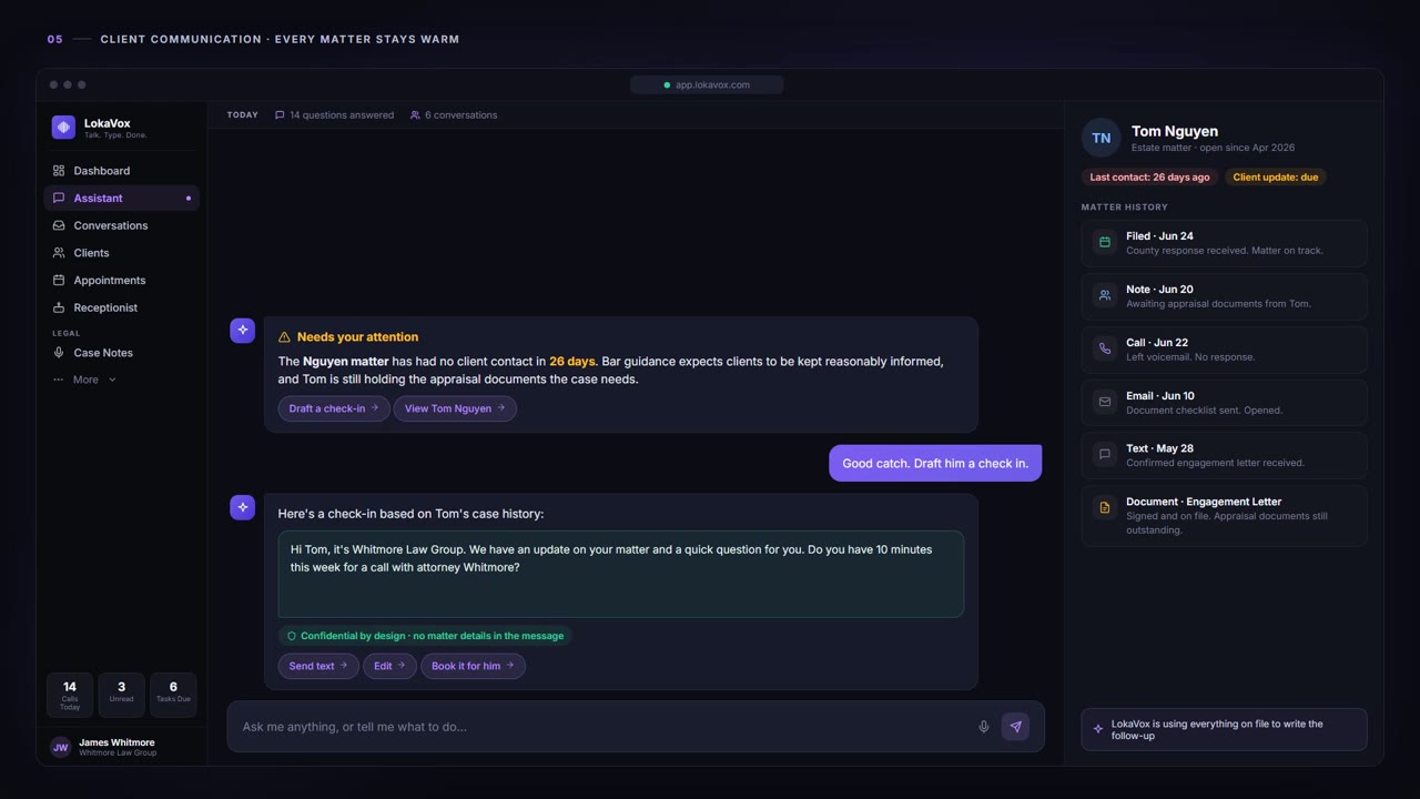 Client Communication - LokaVox demo screen