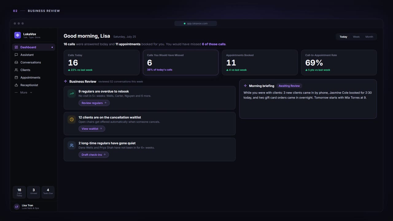 Business Review - LokaVox demo screen