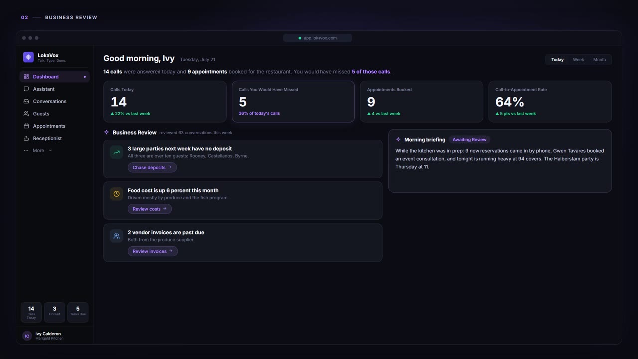 Business Review - LokaVox demo screen